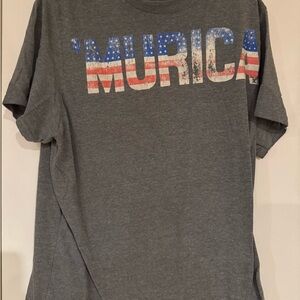 American Eagle Outfitters Gray 'MURICA Graphic Tee